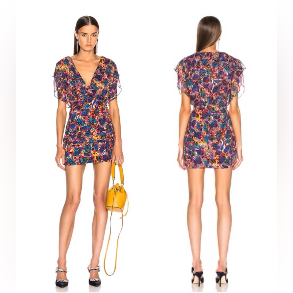 $595 SALONI 100% Silk Brooke Dress In Gold Banana Leaf, Size US 4
